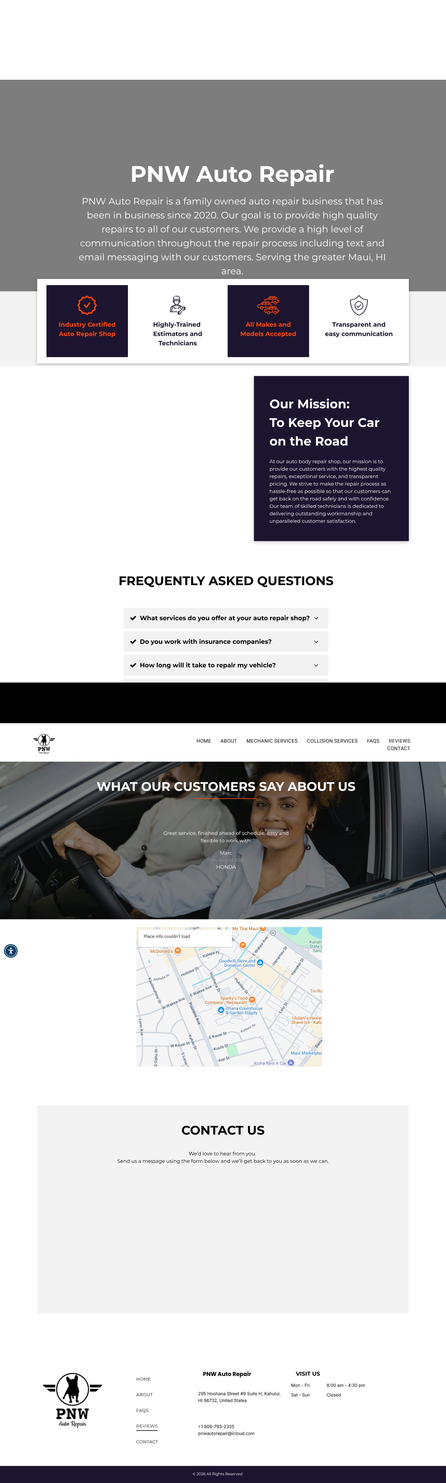 PNW Auto Repair website capture